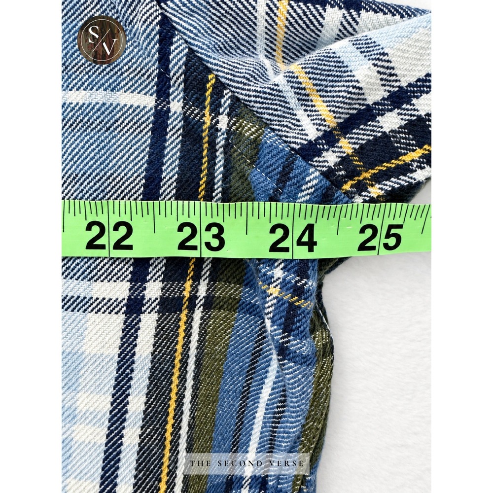 GAP Relaxed Fit Plaid Flannel Shirt Mens XL Blue Green Long Sleeve Cotton - Picture 4 of 8